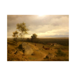 Eduard Peithner Von Lichtenfels [1837-1913] Austrian artist : Landscape with a farm, ca.1860.