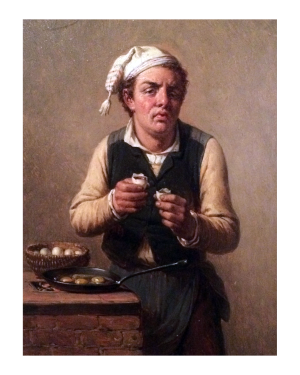 François “Frans” Verheyden [1806-1890] Belgium painter : <i>Cracked eggs</i>, ca.1850s.
