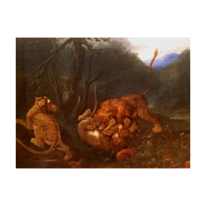 17th century Germanic School Oil Painting Animals at play