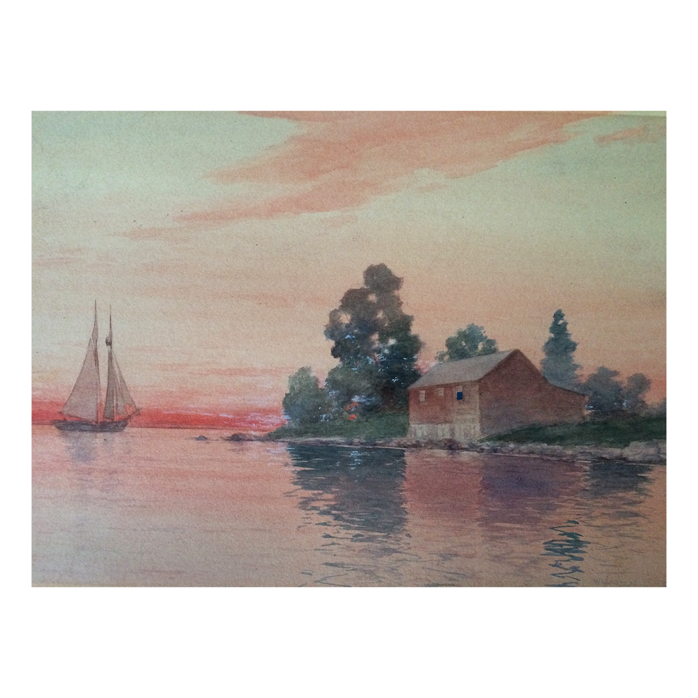 Warren Sheppard 1858-1937 American Marine artist Sunset on the Water c.1890