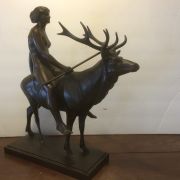 E Arthur Berger German sculptor allegorical Bronze of Nude Woman riding c.1890