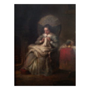 Frederick A Chapman (1818-1891) Connecticut /New York Painting of Young Woman Knitting by the Fireplace circa 1860