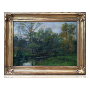 Olive Parker Black (1868-1948) American painting Fall Landscape with Stream circa 1900