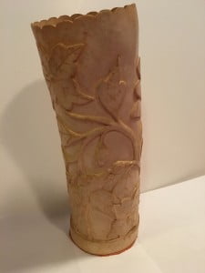 African Belgian Congo carved Ivory Deco 12" vase circa 1930