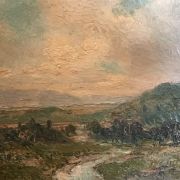 Louis Delius (19th century) American impressionist painting "River Landscape ,near Scranton Pennsylvania" circa 1880