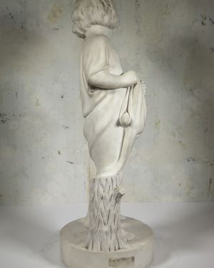 American School  Classical Marble Sculpture”Young  Boy  with Fish” circa 1850