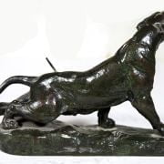 Charles Valton [1851-1918] French bronze “Panther hunting”, ca.1890.