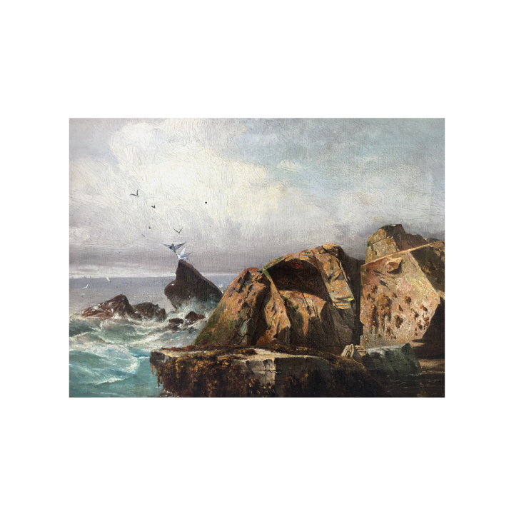 Andrew W Warren [1823/1834-1873] American Realist Painter “Rocks and ...