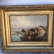 Andrew W Warren [1823/1834-1873] American Realist Painter “Rocks and Gulls [Mt. Desert Island]” 1866