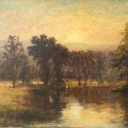 Unknown Artist ,American Tonalist  School “Sunrise over the Lake” circa 1880