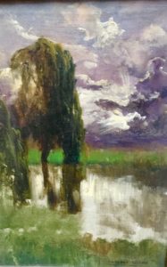 Enrico Serra Y Auque (1859 - 1918) Spanish Impressionist "Treees by the River" circa 1880's
