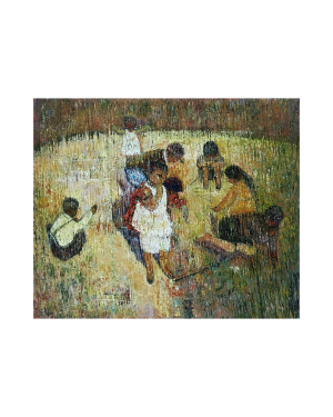 Latin American School Neo-Impressionist painting “Family at Play” circa 1940’s