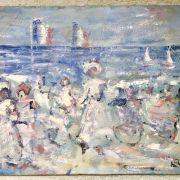 English School Impressionist painting " Figures on the Beach" circa 1940