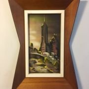 New York City Mid-century Modern Pair of cityscapes, ca.1960.