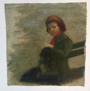 Charles Henry Turner [1848 - 1908] American painter study for "Boy on the Bench" circa 1890