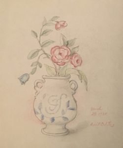 Emile Orlik [1870-1932]Czec Replubic/ German Artist "Flowers in the Vase" 1924