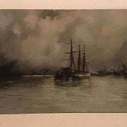 French school “Boats on harbor”, 1882.