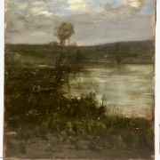American school tonalist landscape “Lakeside”, ca.1885.