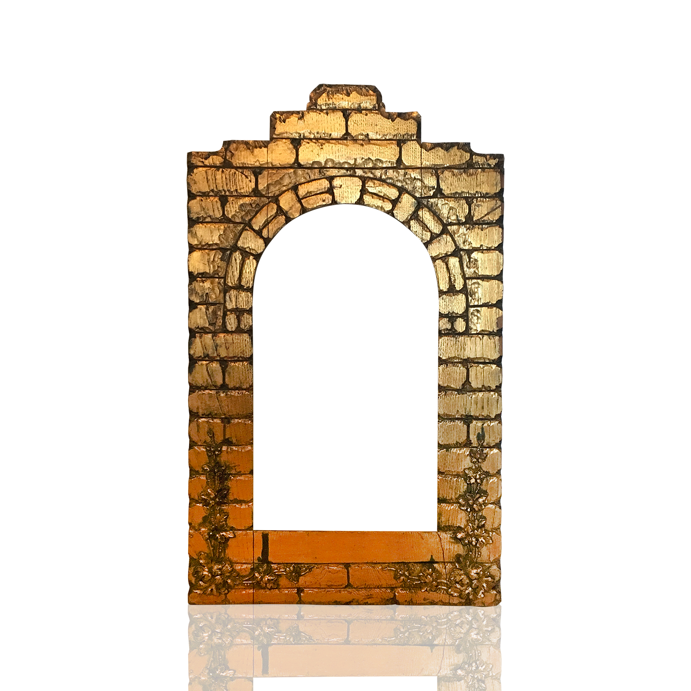 Italian architectural picture frame carved and gilded, ca.1870
