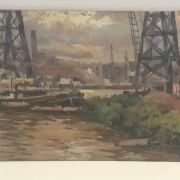 F Bouchonville [early 20th-century] industrial painting The port, ca.1920s.