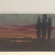 Augusto Alfredo Carman Castro [1881-1963] landscape painting Puesto de sol en la laguna, J. V. Des Champs [Sunset at the lagoon, J V Street], ca.1930s.