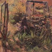 Juan Orihuel [1906-1982] Argentine Artist : The garden well, 1944.