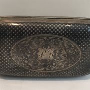 Russian niello metalware <i>Box with factory pictured initialed GP</i>, ca.1870.