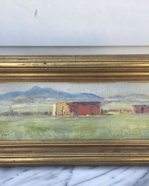 American western Texas painting : <i>An adobe jacal in the Macta Ranche country</i>, 1928.