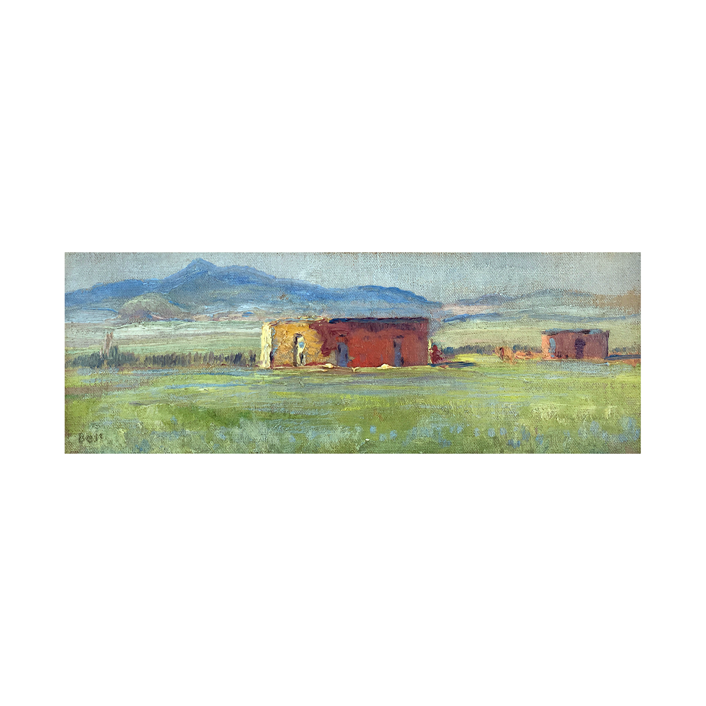 American western Texas painting : <i>An adobe jacal in the Macta Ranche country</i>, 1928.
