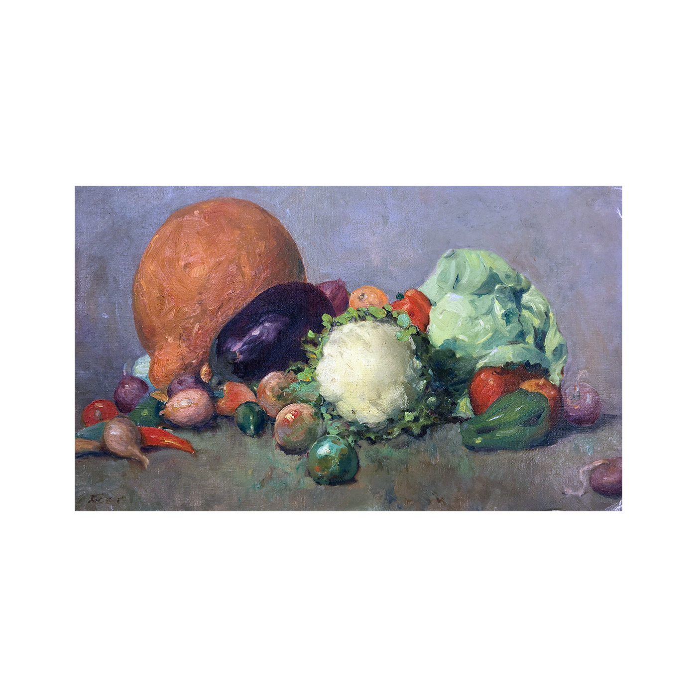 American school still life painting : <i>Still life with vegetables</i>, ca.1900.