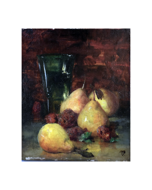 American school signed still-life painting : <i>Still life with pears</i>, ca.1888.