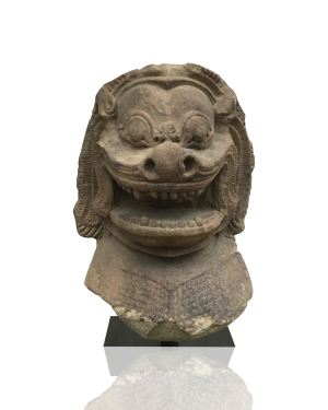 East Asian guardian sculpture : <i>Khmer lion head</i>, ca.1200 AD.