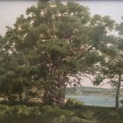 William Huston [1832-1920] American Oaks on Shelter Island, 1897. Oil on board 9 x 12 inches Signed and dated on verso.