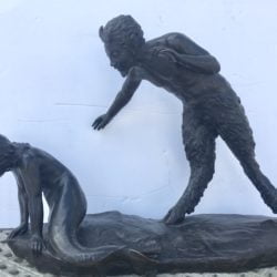 Herman Wurth [1880-1954] Swiss/American Sculptor bronze "The Mermaid and Fawn" circa 1920