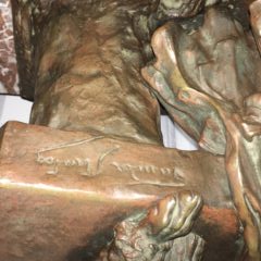 Georges van der Straeten [1856-1928]French sculptor bronze "Elegant woman with Dog" circa 1880