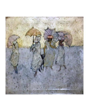 English school modernist painting  : <i>Women with umbrellas</i>, ca.1910-20.