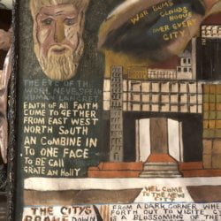 Reverend Louis S Mance [1912-1961?] outsider artist : <i>The city breaks down</i>, ca.1949.