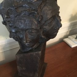 Signed Colter American bronze : <i>Head with many faces</i>, ca.1960s.