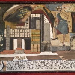 Reverend Louis S Mance [1912-1961?] outsider artist : <i>The city breaks down</i>, ca.1949.