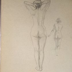 Aiden Lassell Ripley [1896-1969] : <i>Study of men working / nude woman</i>, ca.1930.
