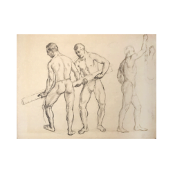 Aiden Lassell Ripley [1896-1969] : <i>Study of men working / nude woman</i>, ca.1930.