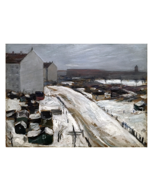 M Lighton[?] English painter : <i>The yard</i>, ca.1920s.