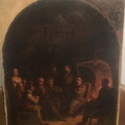 [unattributed] American school signed historical painting  : <i>New York tavern scene</i>, 1848.h