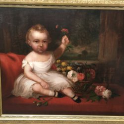 [unattributed] American School : <i>Young child with flowers</i>, ca.1840.