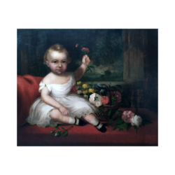 [unattributed] American School : Young child with flowers, ca.1840.