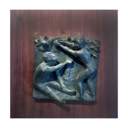 [unattributed] bronze bas relief on board : Adam and Eve, 1941.