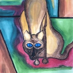 Pat Jensen [1929-2009] Connecticut artist : <i>My cat</i>, ca.1950