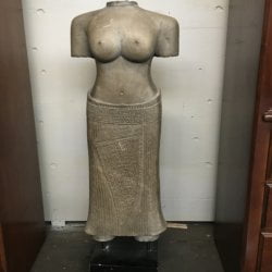 [unattributed] mid-century sculpture of carved stone : <i>Ancient revival female torso</i>, ca.1950s.