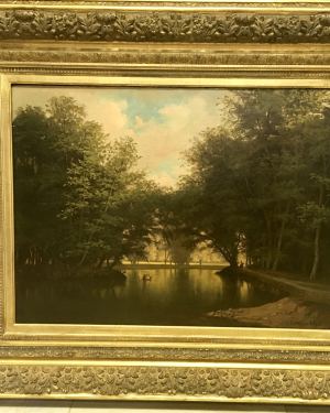 Cyrenius Hall [1830-1896] American western artist : <i>Boating on the lake</i>, ca.1860.