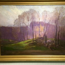 John Adamos Manol [1900-ca.1989] American school : Purple landscape, ca.1970s.